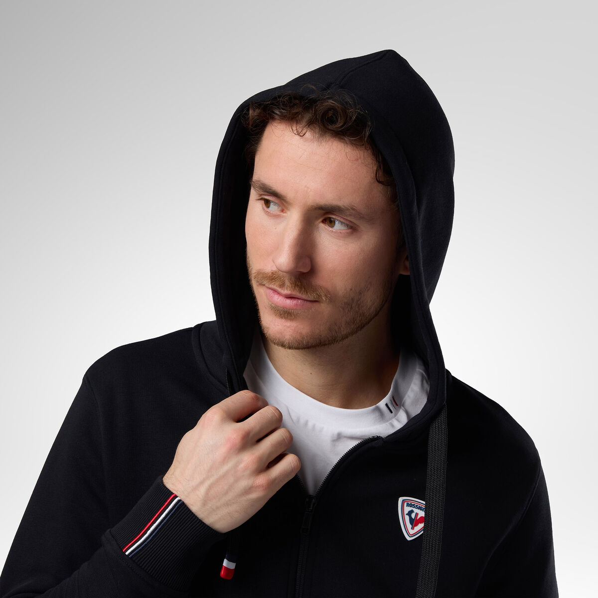 Rossignol Klassisches Herren-Kapuzen-Sweatshirt mit durchgehendem Rei&szlig;verschlus 