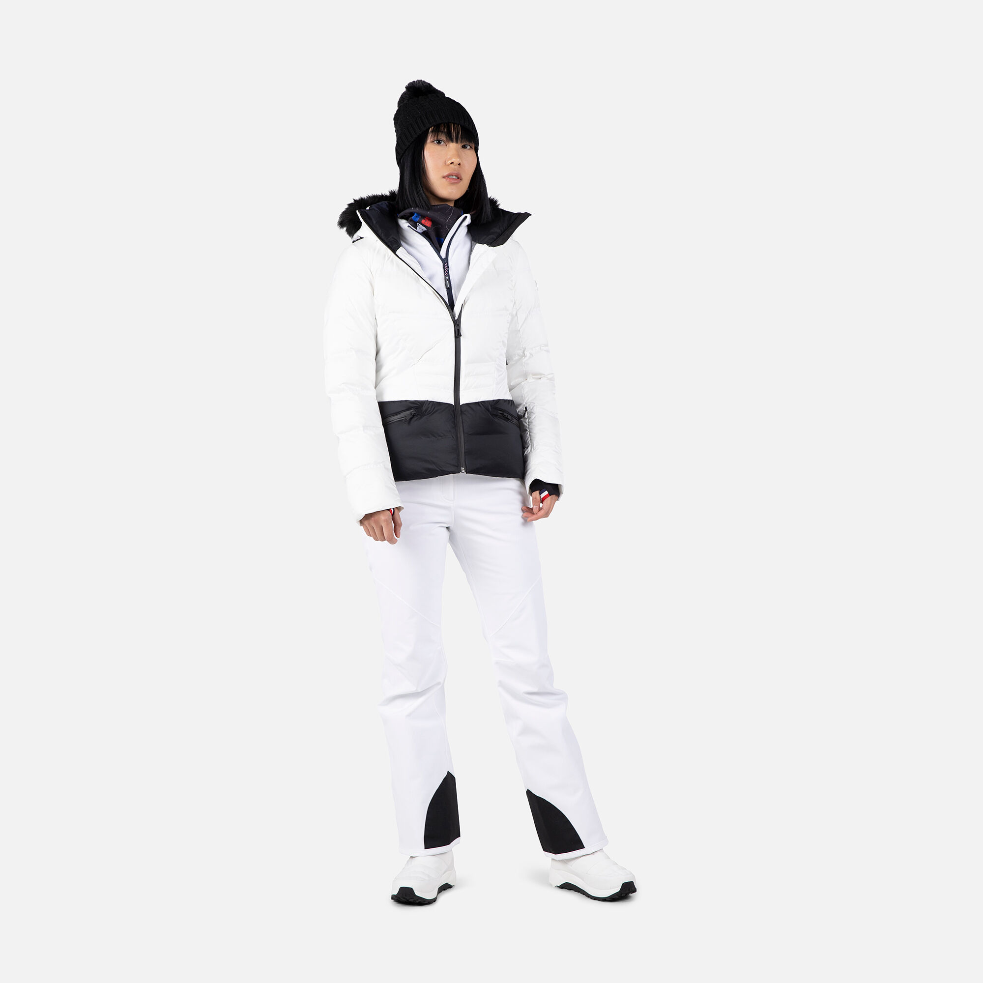 ROSSIGNOL ジャケット 灰 & パンツ 白　④ Women's Joseray Down Ski Jacket | White | Rossignol