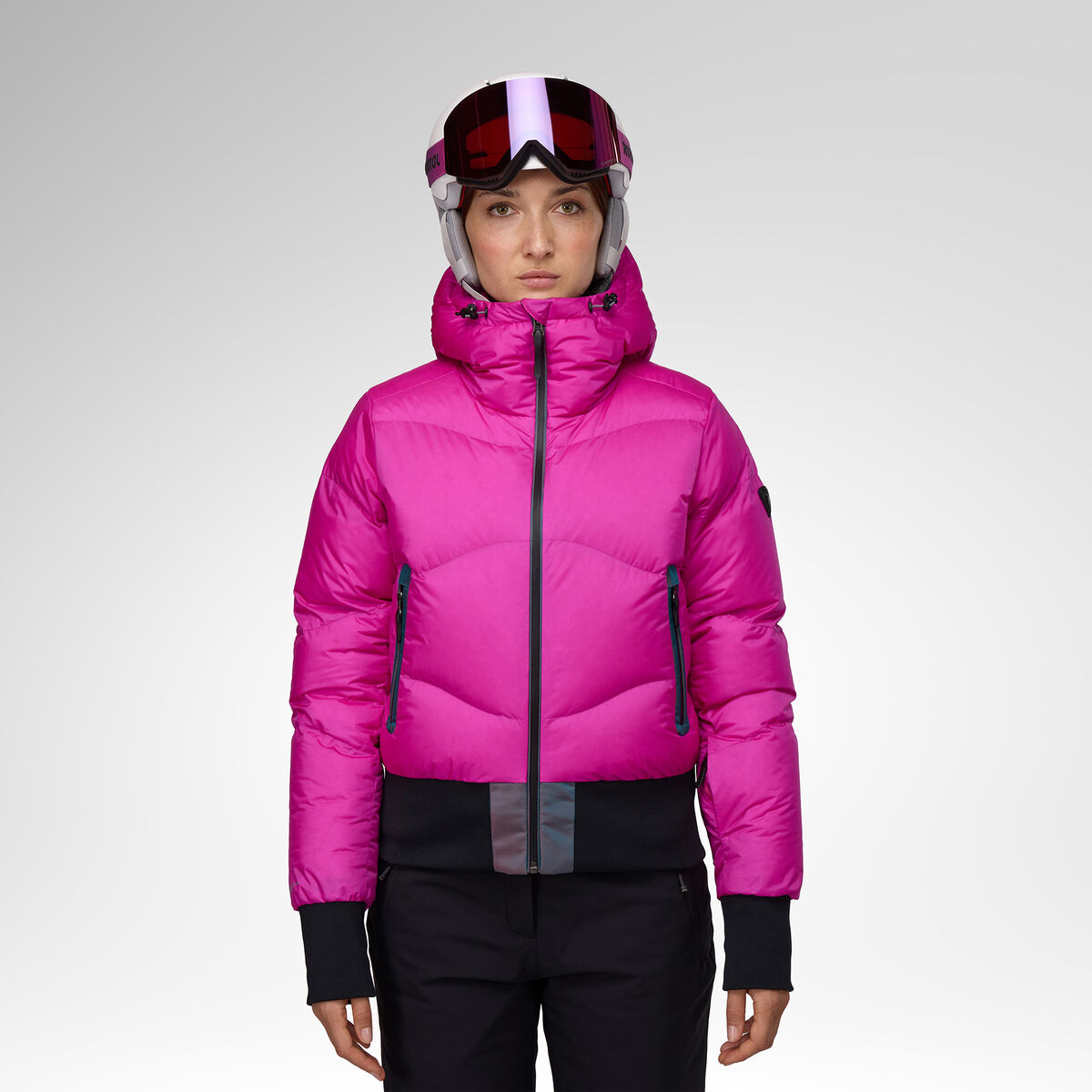 Rossignol Women's Snowblaze Down Bomber Ski Jacket Pink Purple