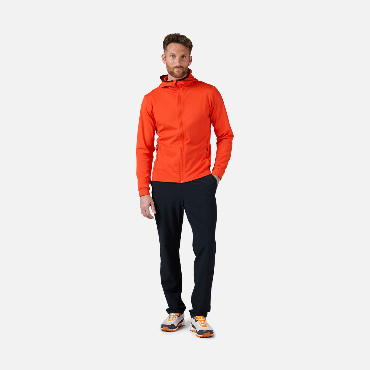 Rossignol Men's Mid Layer Full-Zip Hoodie Jacket Orange