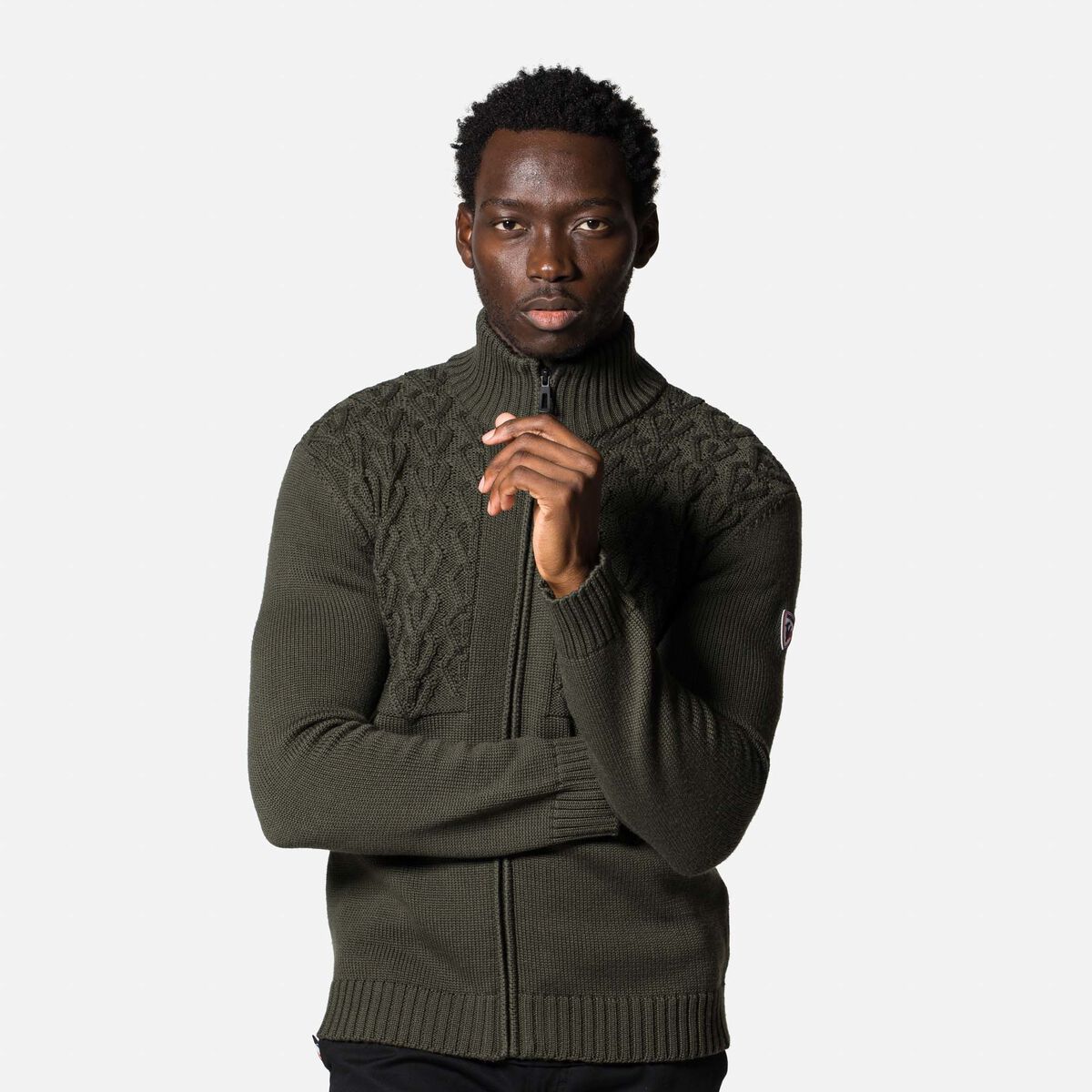 Men's QS Knit High-Neck Zip Sweater