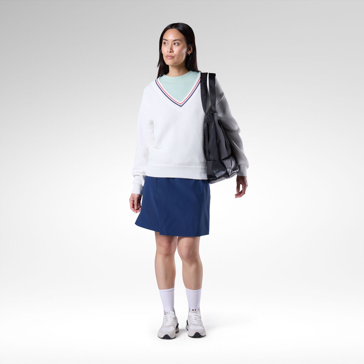 Rossignol Jersey de punto con cuello de pico para mujer White