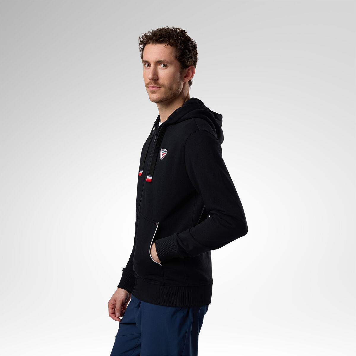 Rossignol Klassisches Herren-Kapuzen-Sweatshirt mit durchgehendem Rei&szlig;verschlus 