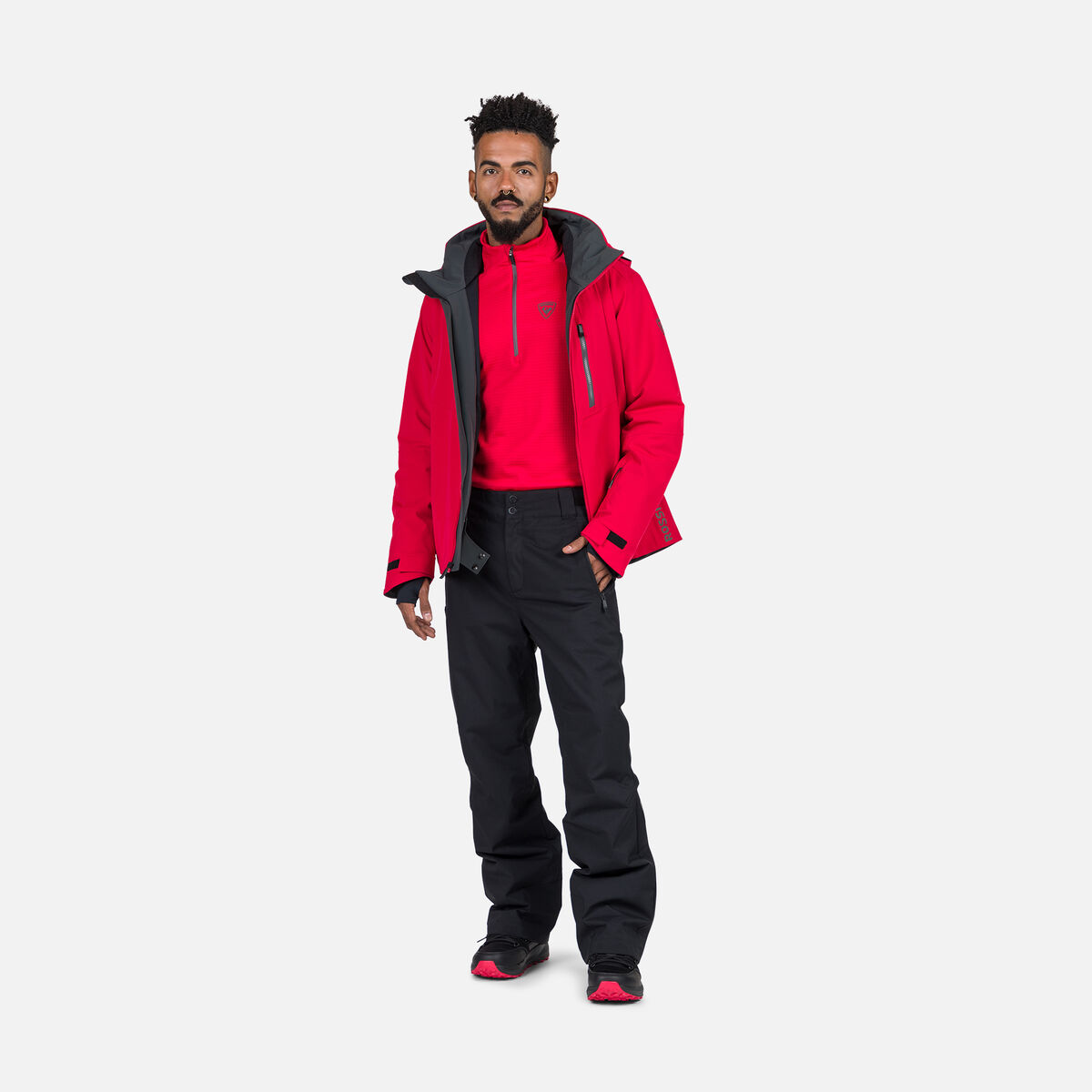Rossignol Men's Blackside Half-Zip Fleece Top Red