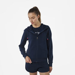 Rossignol Sweat en coton &agrave; capuche zipp&eacute; Logo Femme Blue