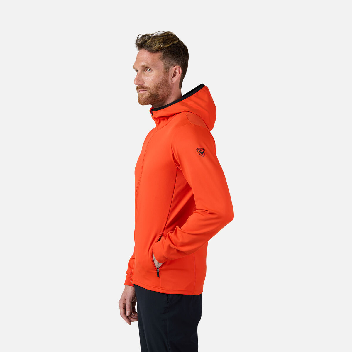 Rossignol Men's Mid Layer Full-Zip Hoodie Jacket Orange