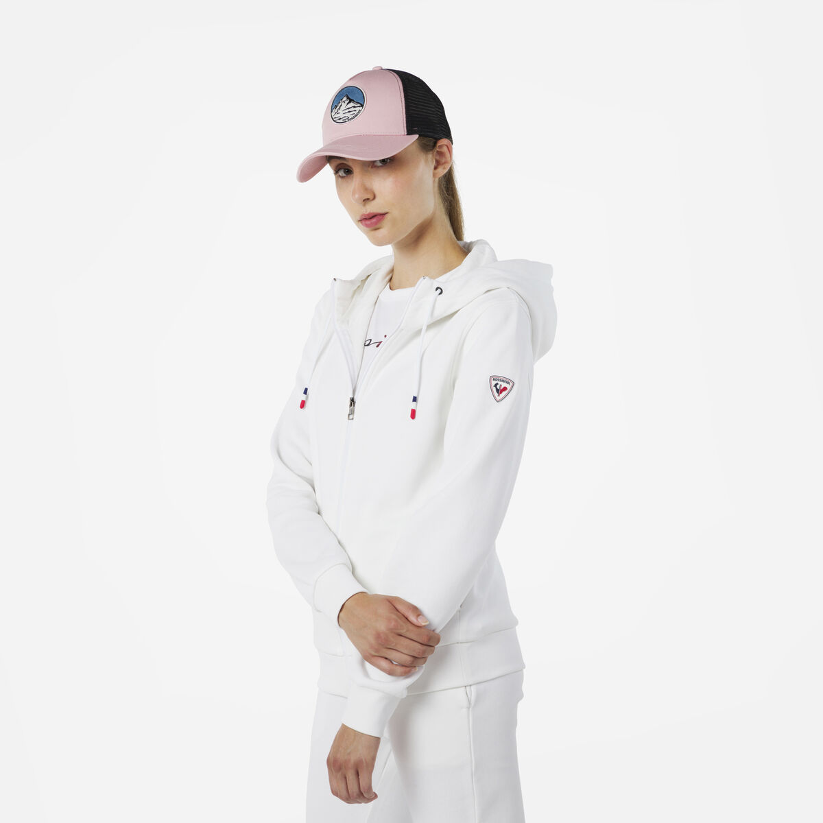 Rossignol Sweat en coton &agrave; capuche zipp&eacute; Logo Femme White