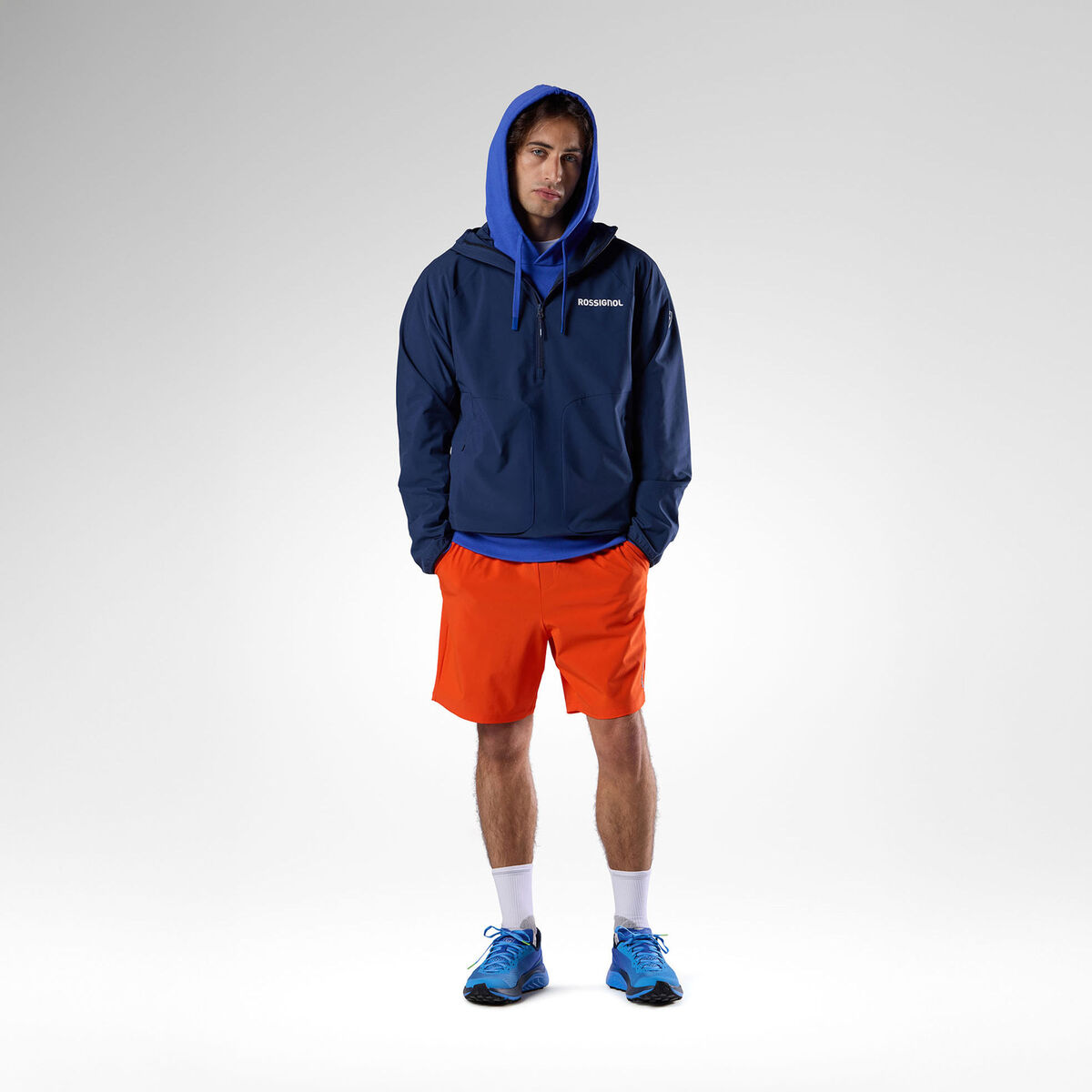 Rossignol Men's Stretch Anorak with Hoodie Blue
