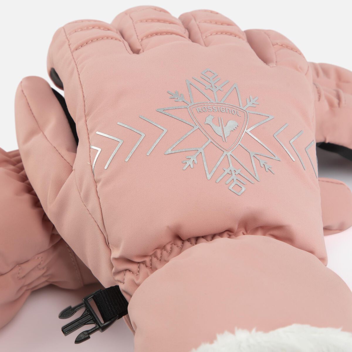 Gants de ski femmes roses avec flocon