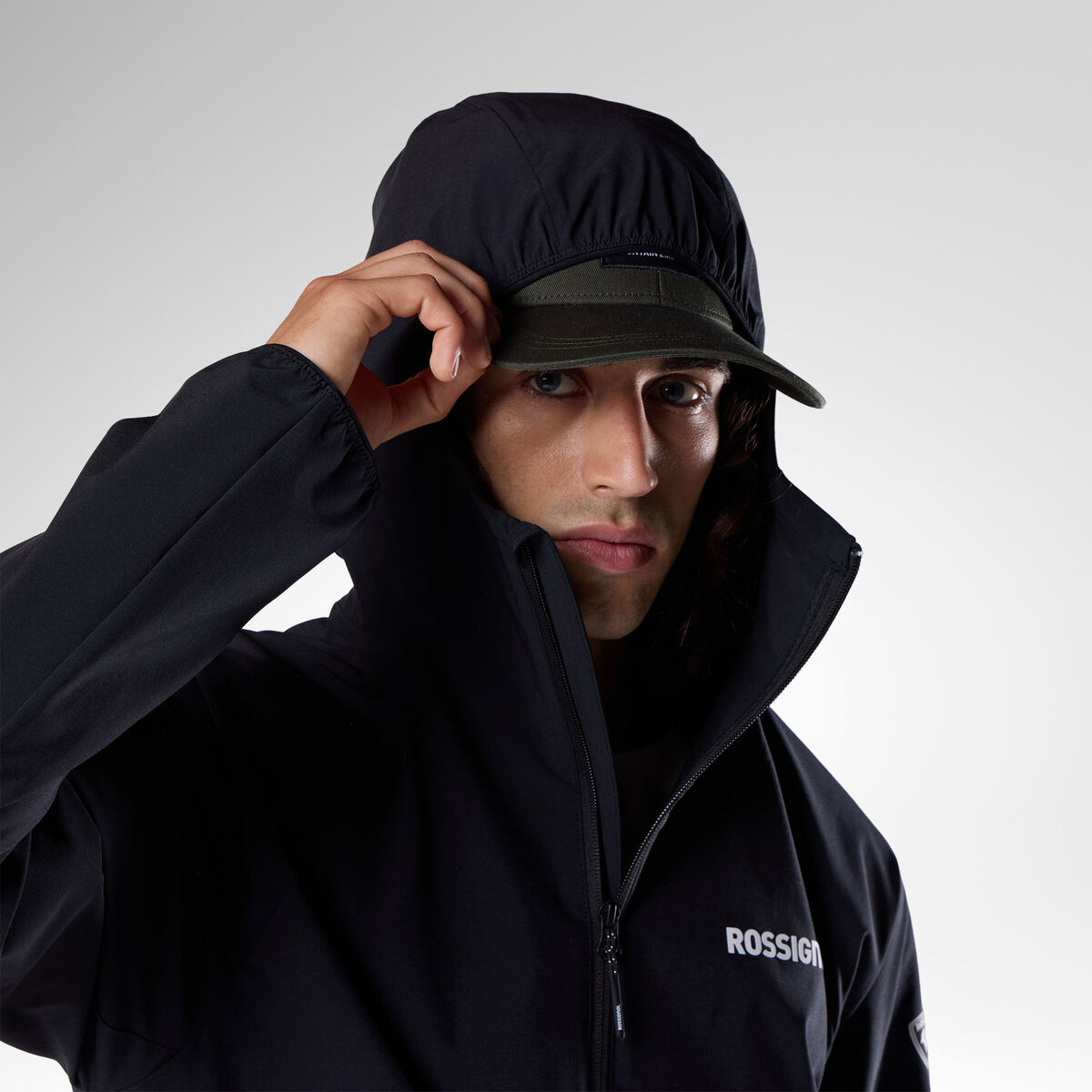 Rossignol Men's Stretch Anorak with Hoodie black