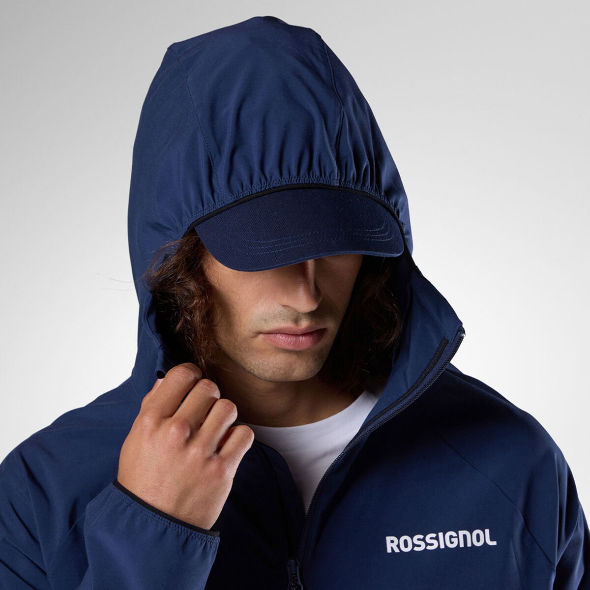 Rossignol Men's Stretch Anorak with Hoodie blue