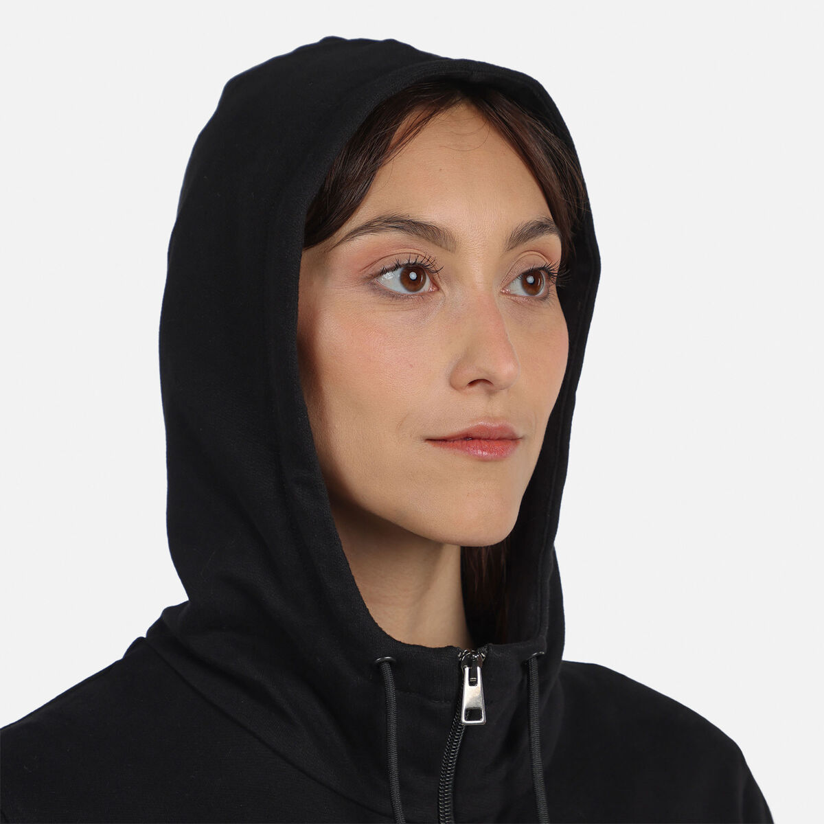 Sudadera de algodón con capucha y cremallera integral logo para mujer