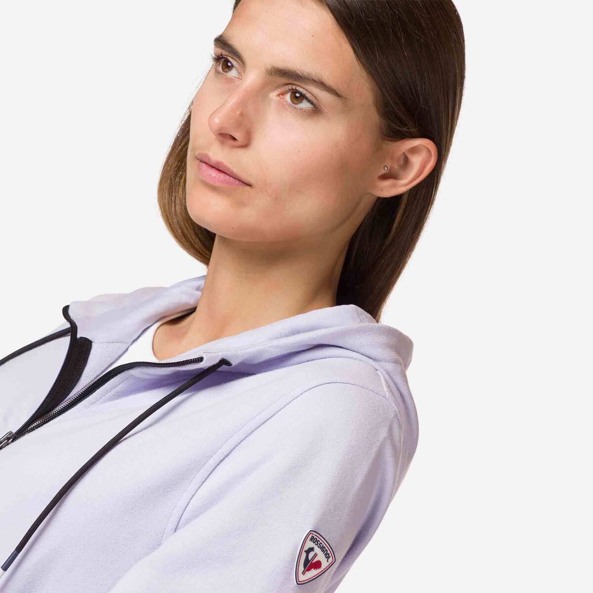 Rossignol Women's full-zip hooded logo cotton sweatshirt pinkpurple