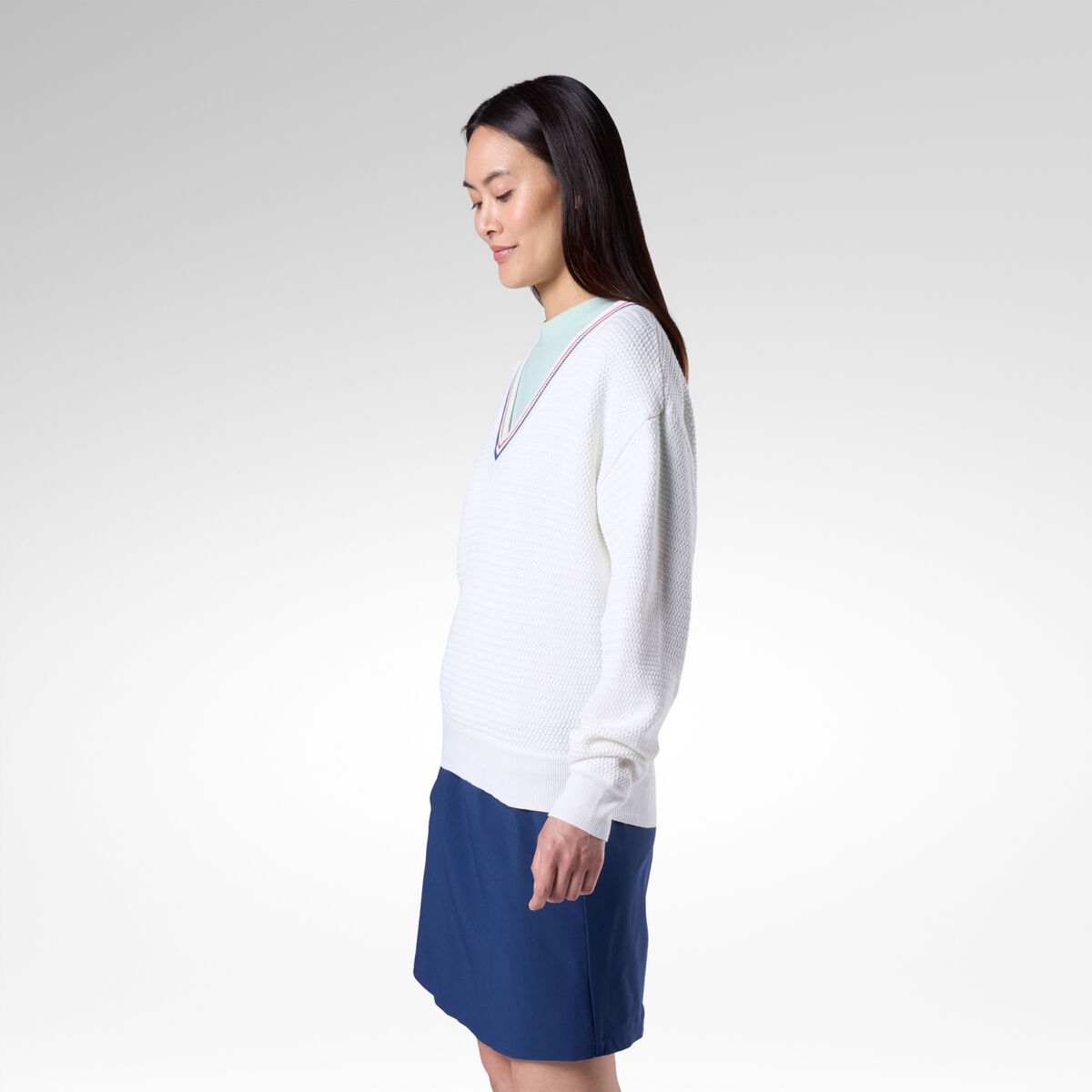 Rossignol Jersey de punto con cuello de pico para mujer White