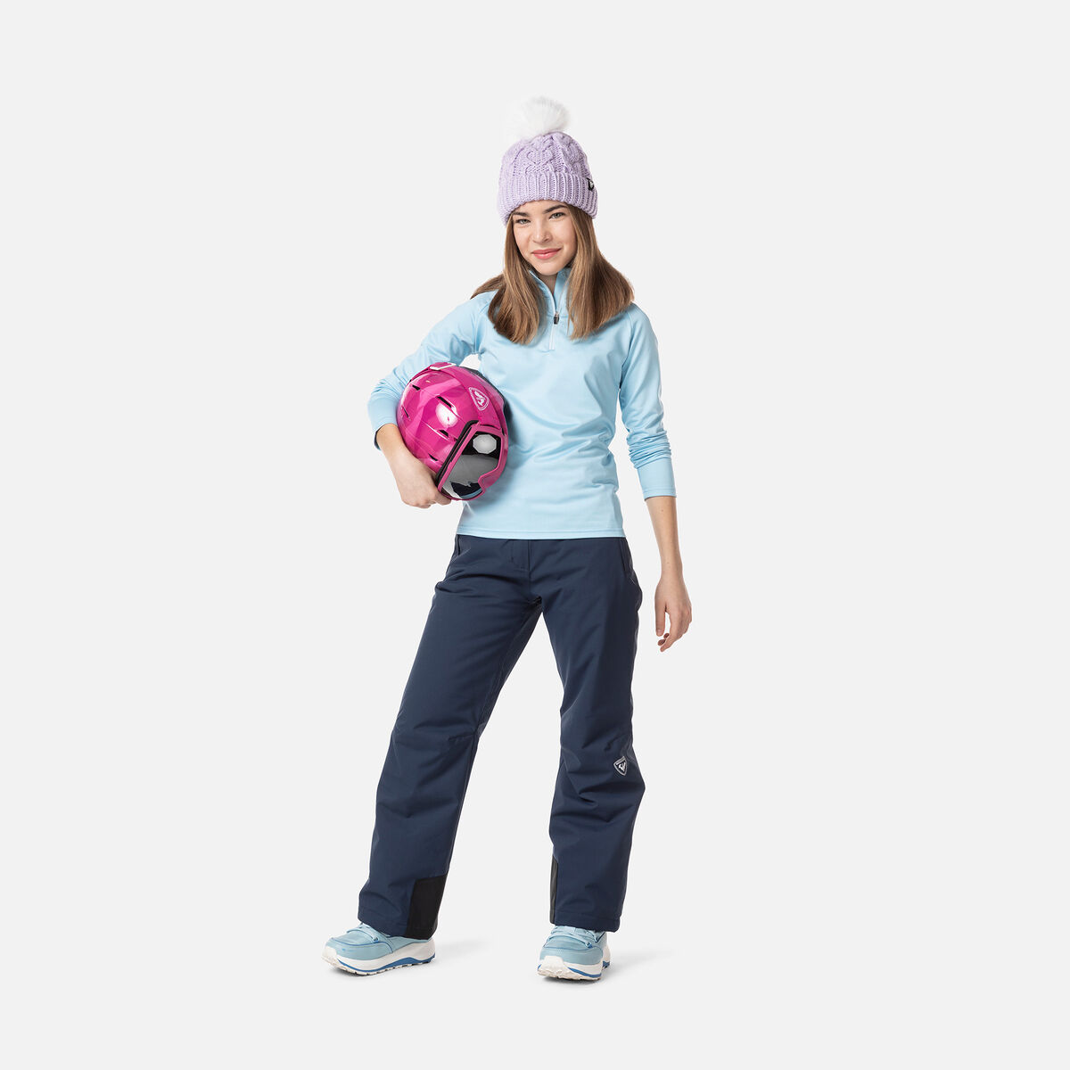 Rossignol Girls' Half-Zip Stretch Fleece Midlayer Blue