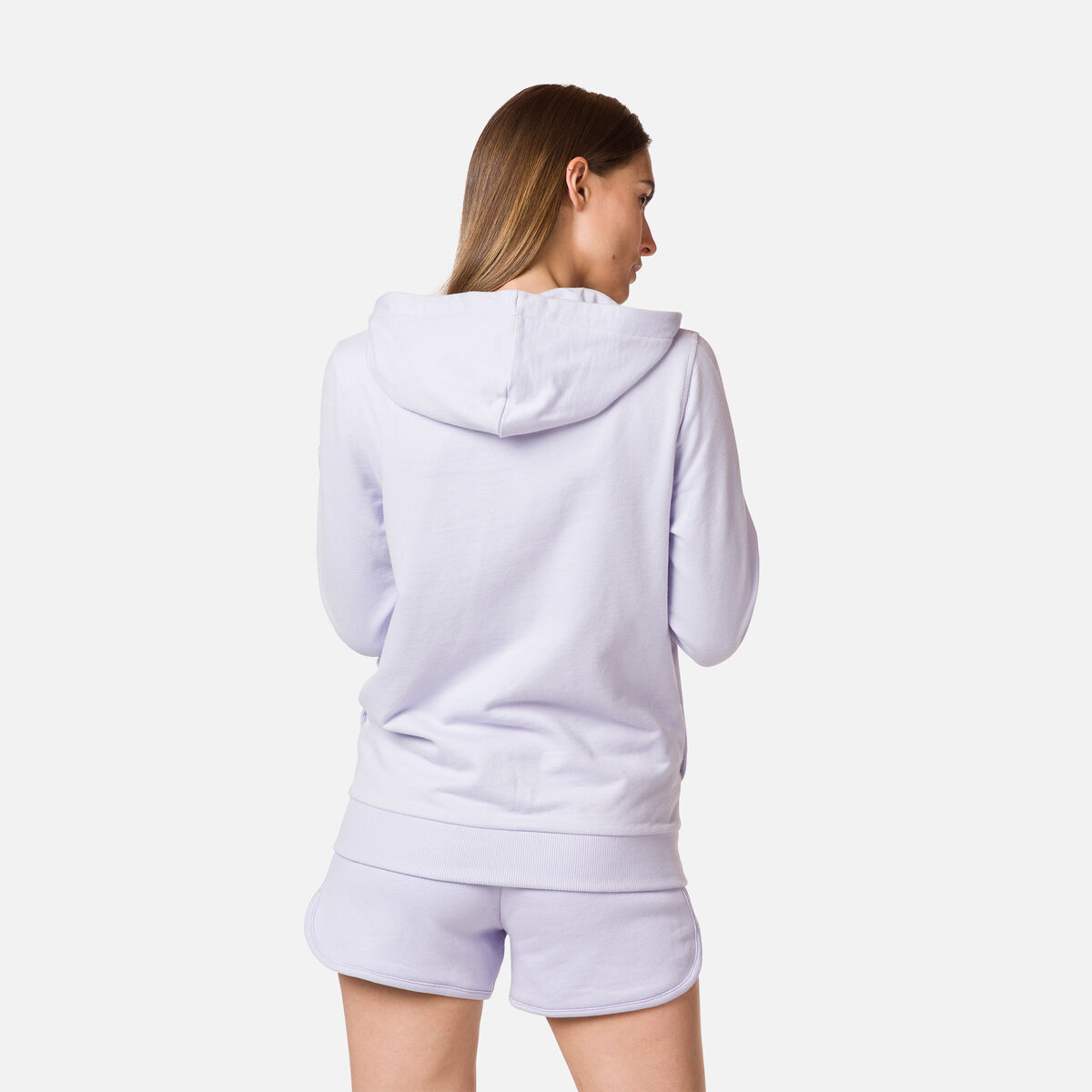 Damensweatshirt aus Baumwolle mit Kapuze, Logo und durchgehendem Reißverschluss