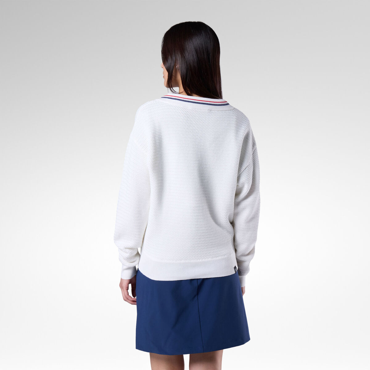 Rossignol Jersey de punto con cuello de pico para mujer White