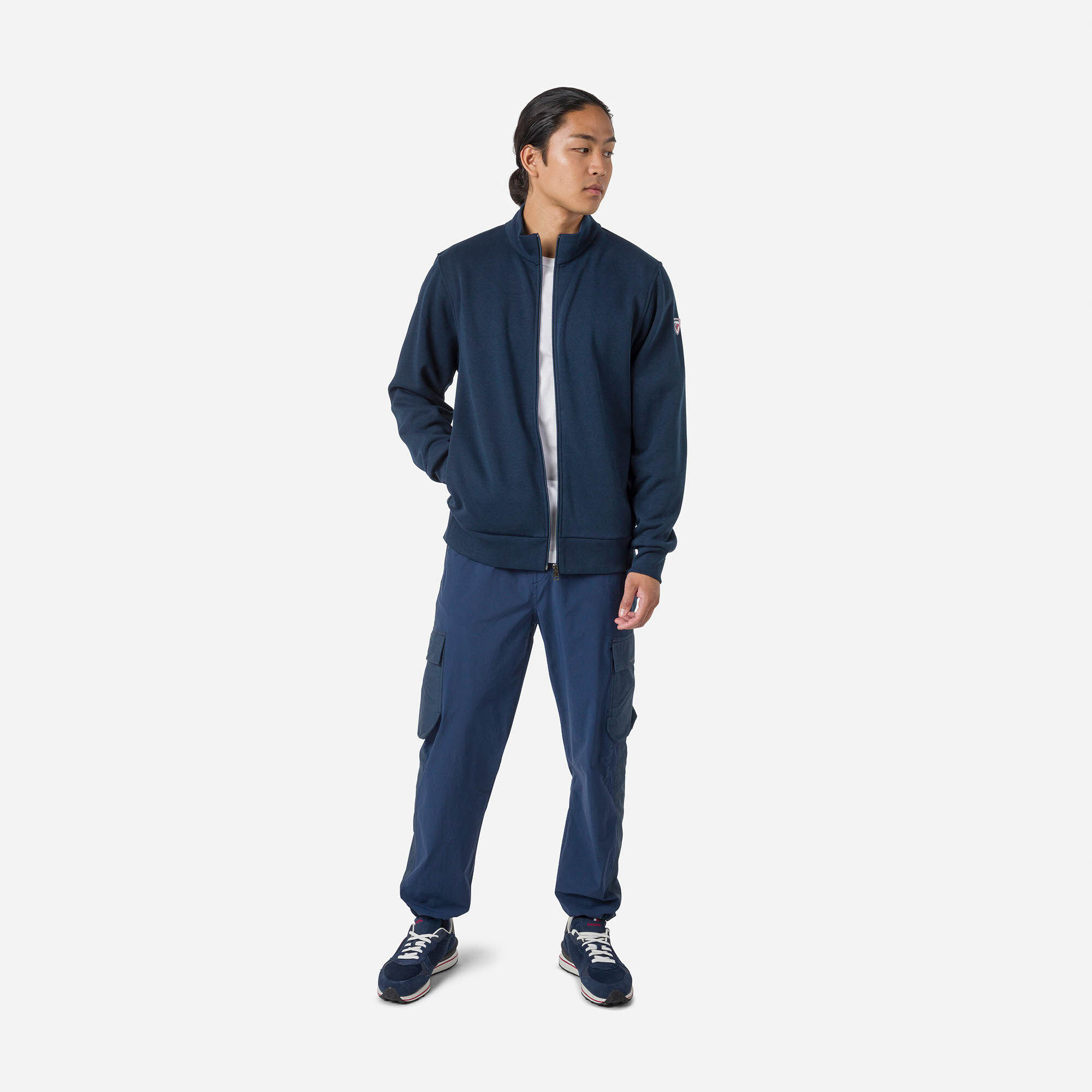 Men'S Full-Zip Logo Cotton Sweatshirt | Blue | Sweatshirts And