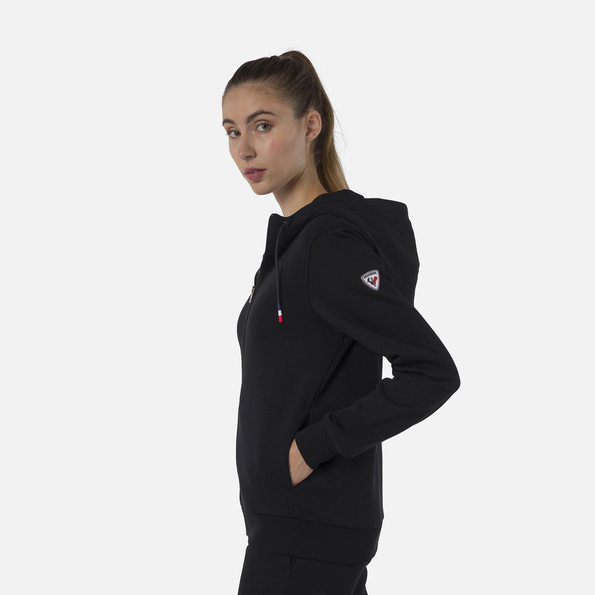 Sudadera afelpada con capucha y cremallera integral Logo para mujer
