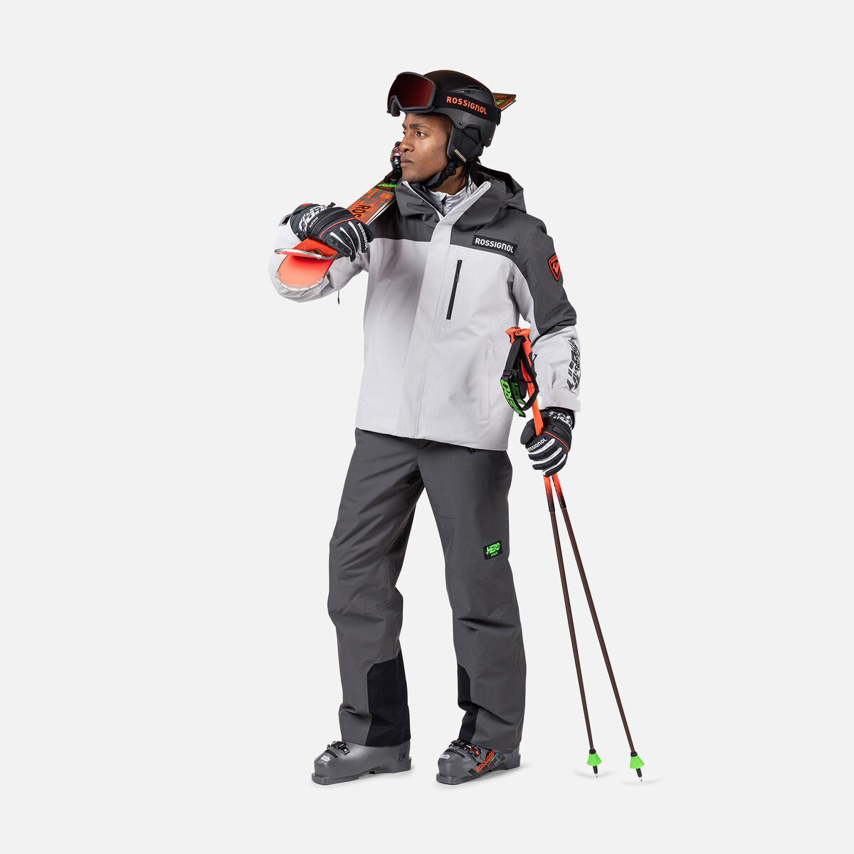 Rossignol Pantal&oacute;n de esqu&iacute; aislante Hero Blackside para hombre Gris