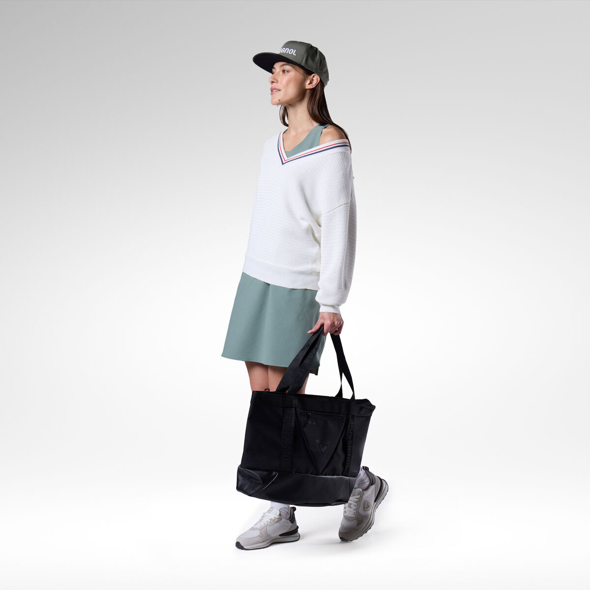 Rossignol Jersey de punto con cuello de pico para mujer White