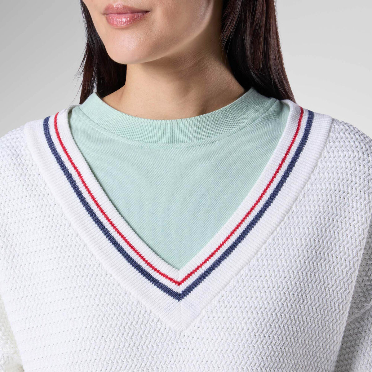 Rossignol Jersey de punto con cuello de pico para mujer White