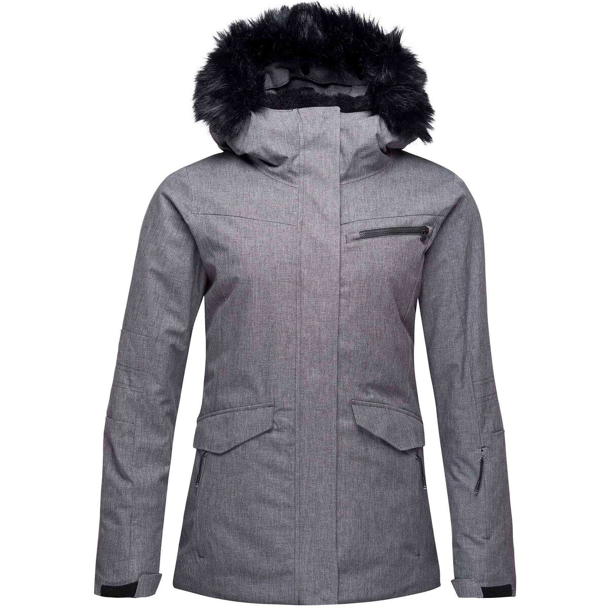 Roxy Giacca Da Sci Breeze Donna – Impermeabile E Isolante – Con Cerniera YKK E Cappuccio In Pelliccia – Taglia XL (Grigio Heather)