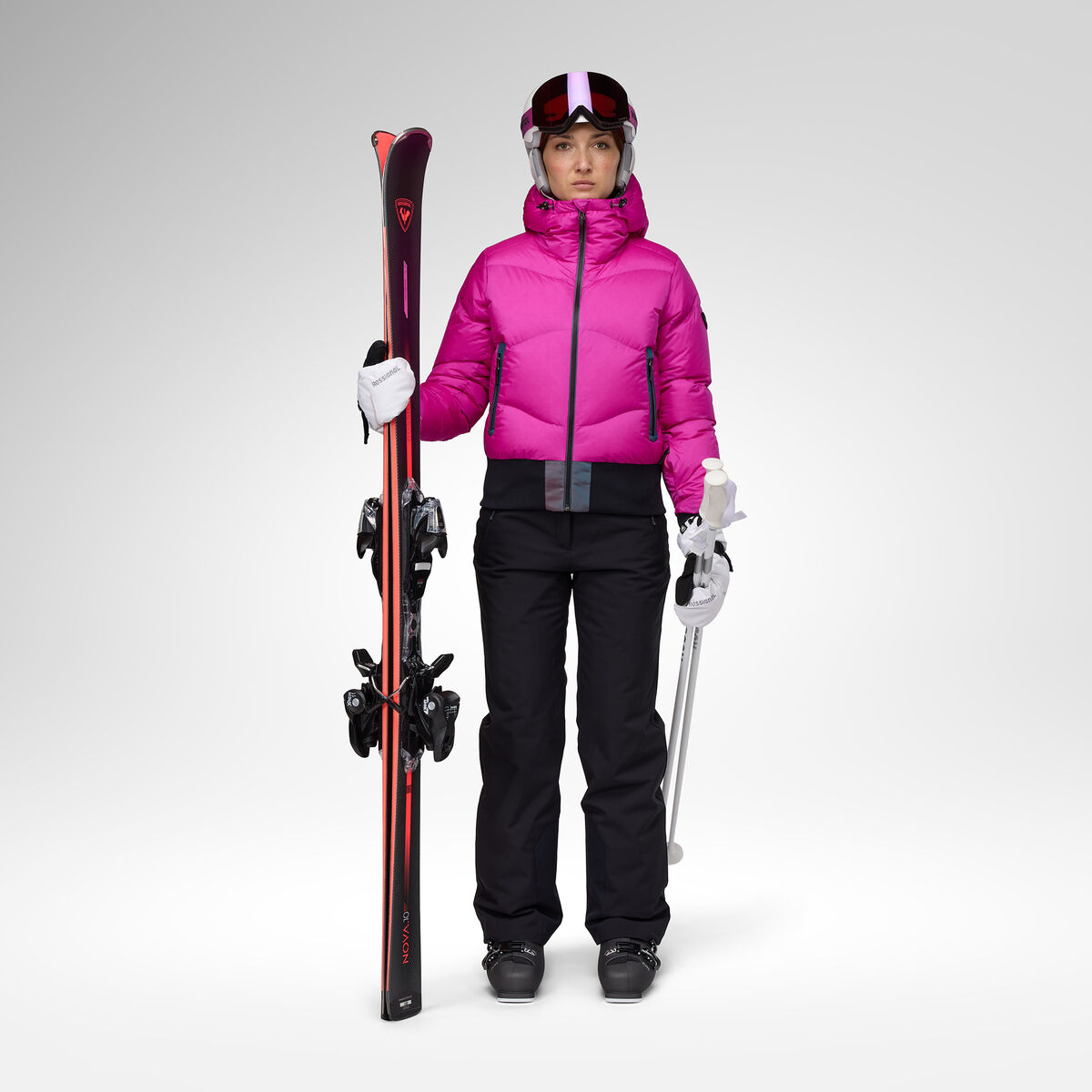 Rossignol Women's Snowblaze Down Bomber Ski Jacket Pink Purple