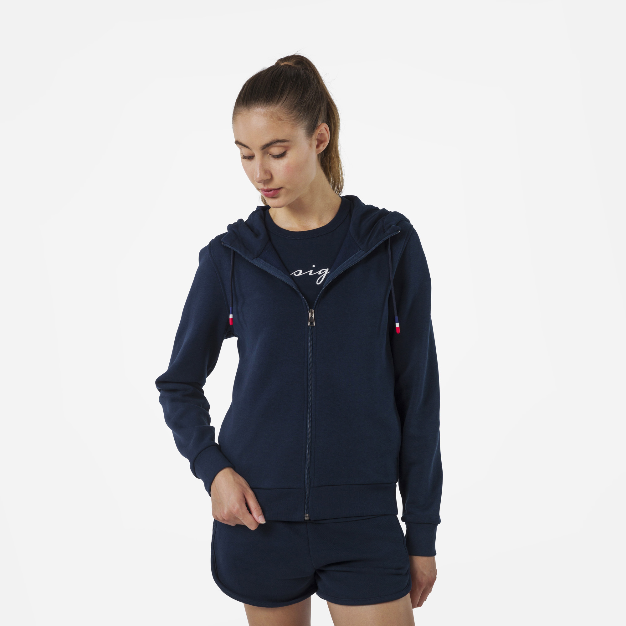 Rossignol Damensweatshirt Aus Baumwolle Mit Kapuze, Logo Und Durchgehendem Reißverschluss