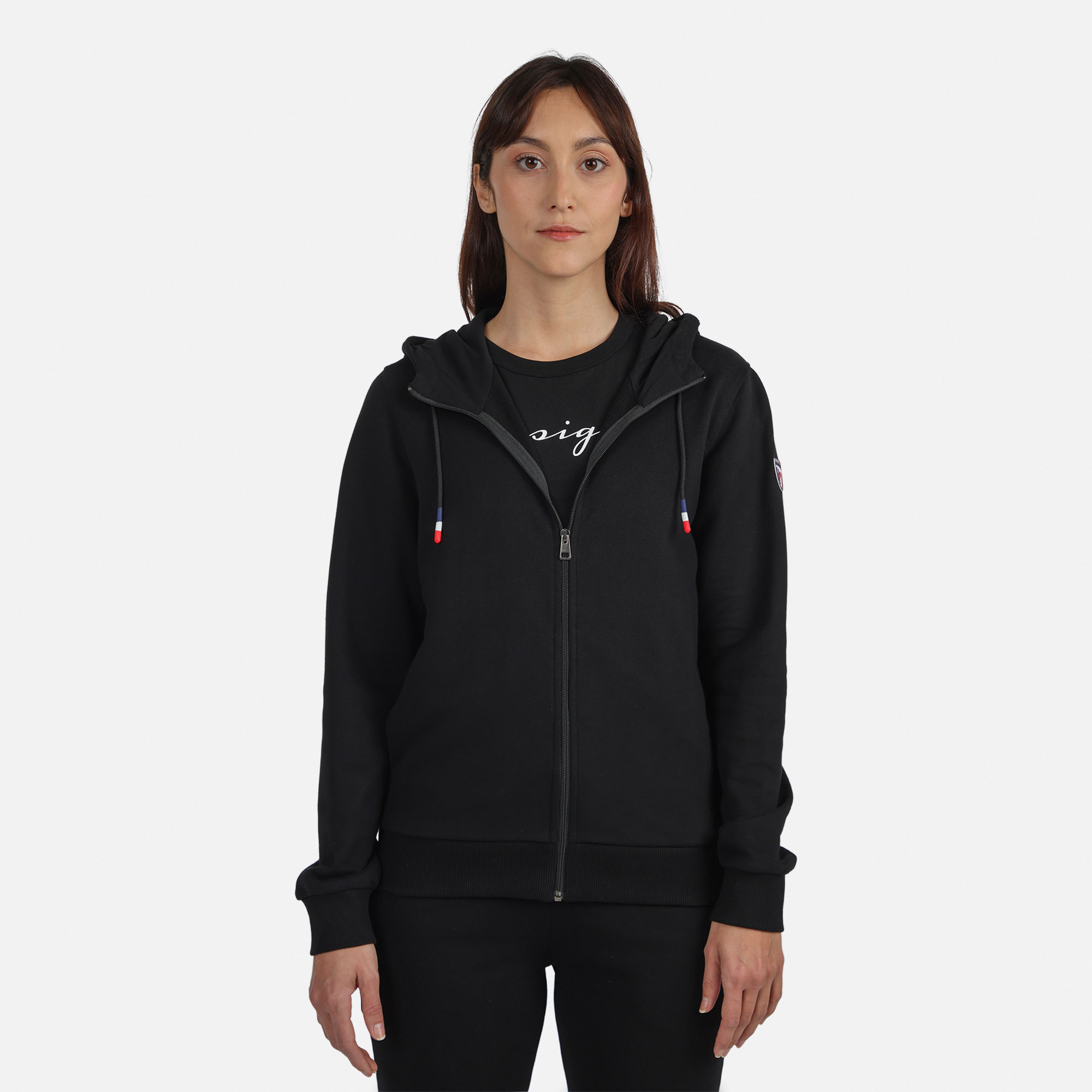 Rossignol Damensweatshirt Aus Baumwolle Mit Kapuze, Logo Und Durchgehendem Reißverschluss