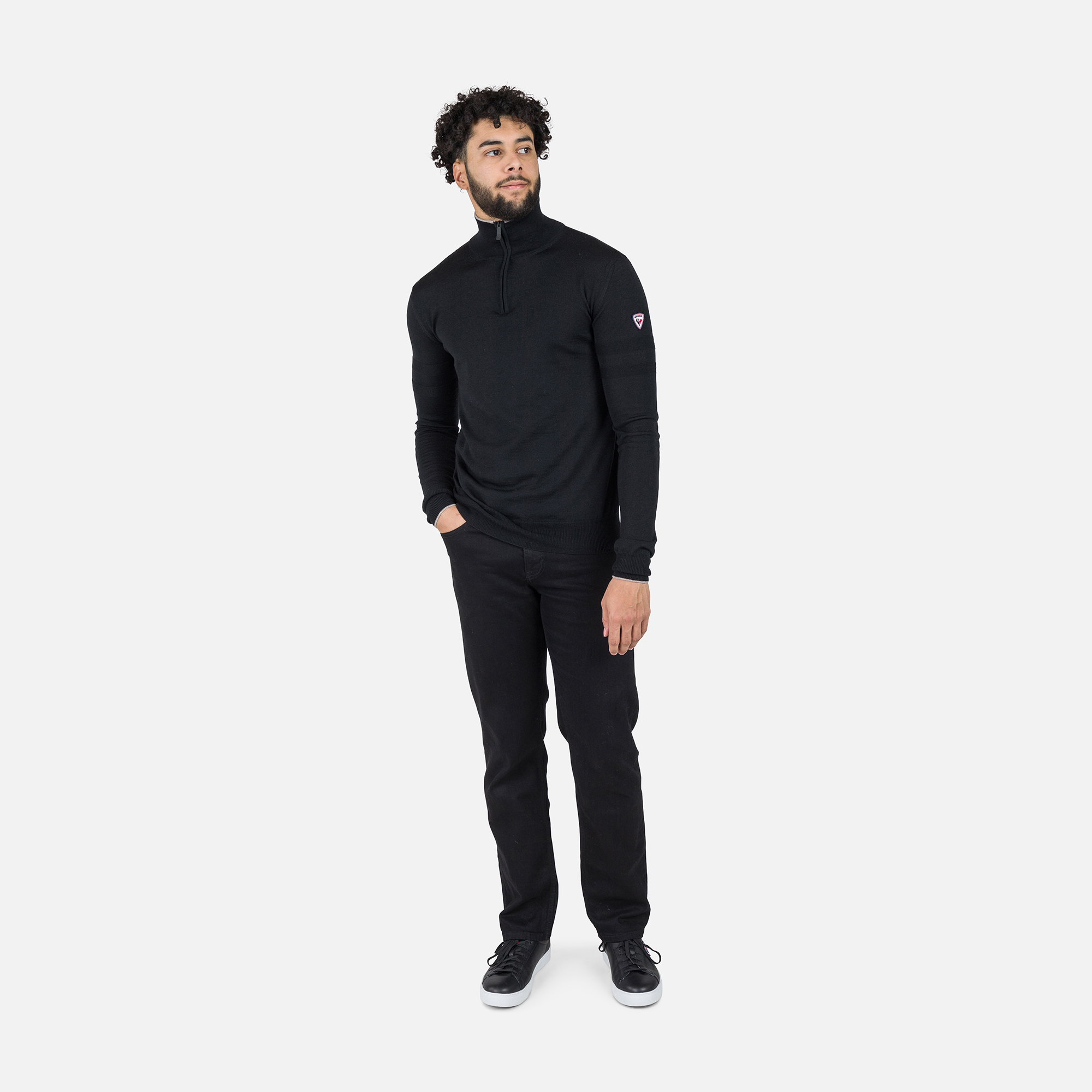 Men's Stripe Half-Zip Knit Sweater