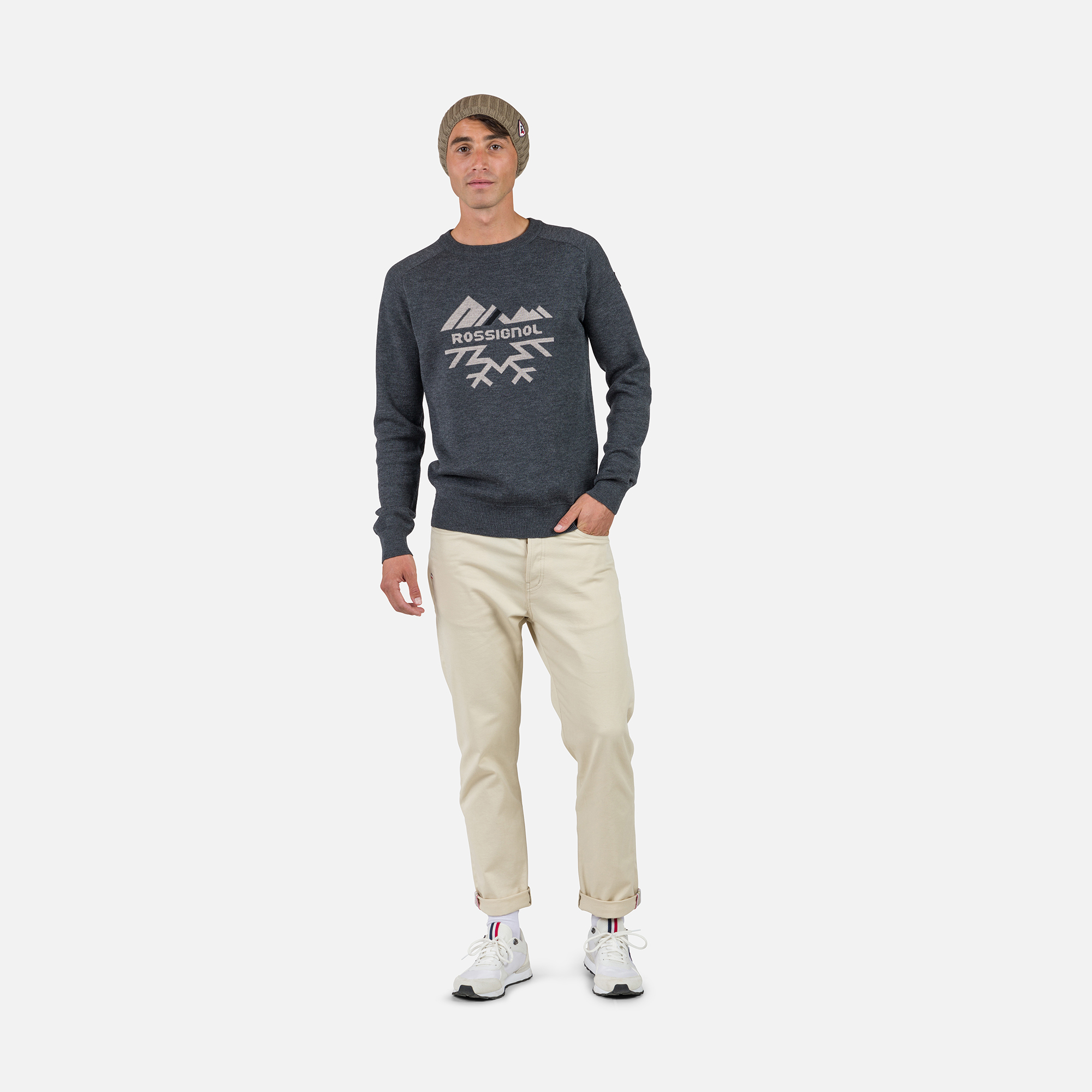 Men's Jacquard Crew Neck Sweater