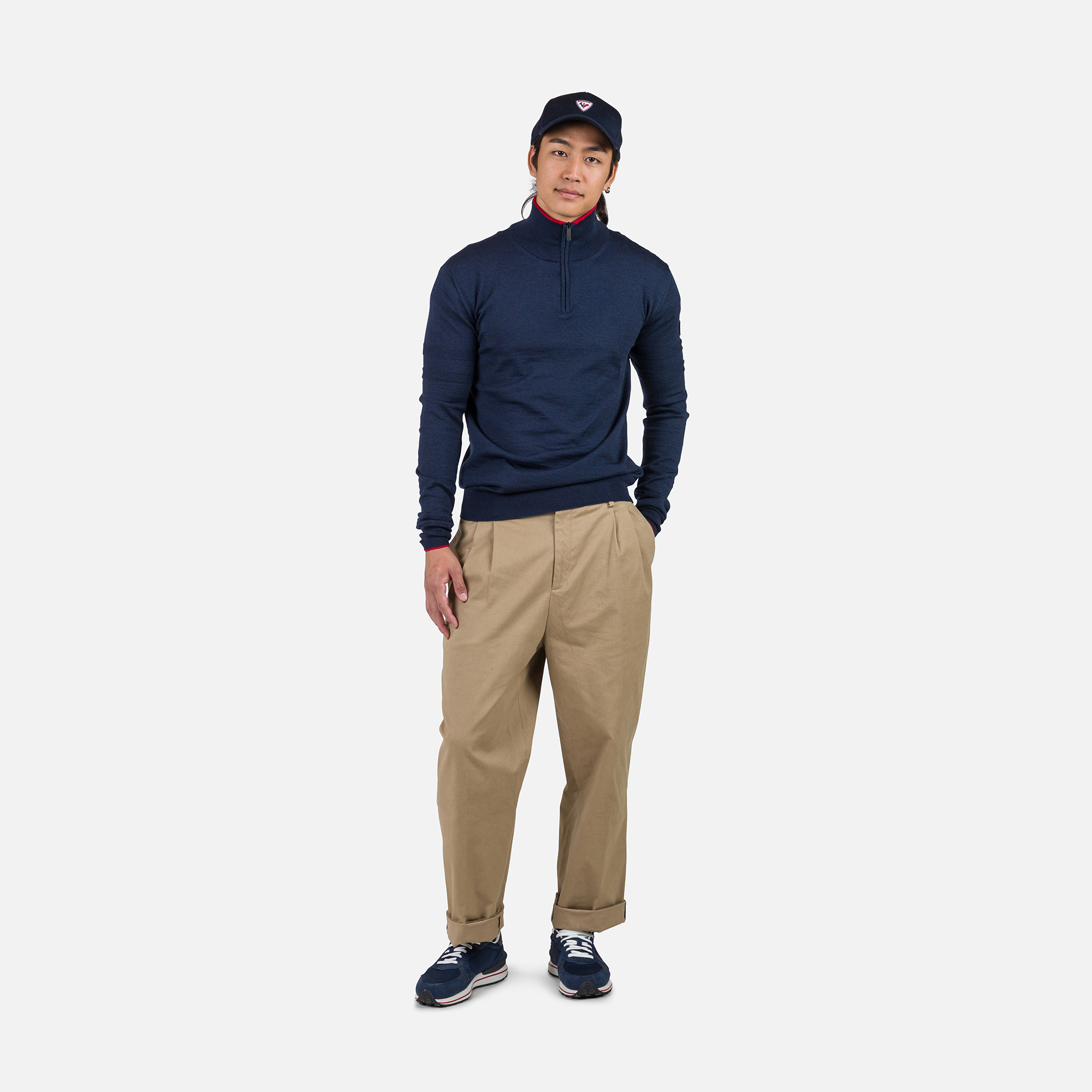 Men's Stripe Half-Zip Knit Sweater